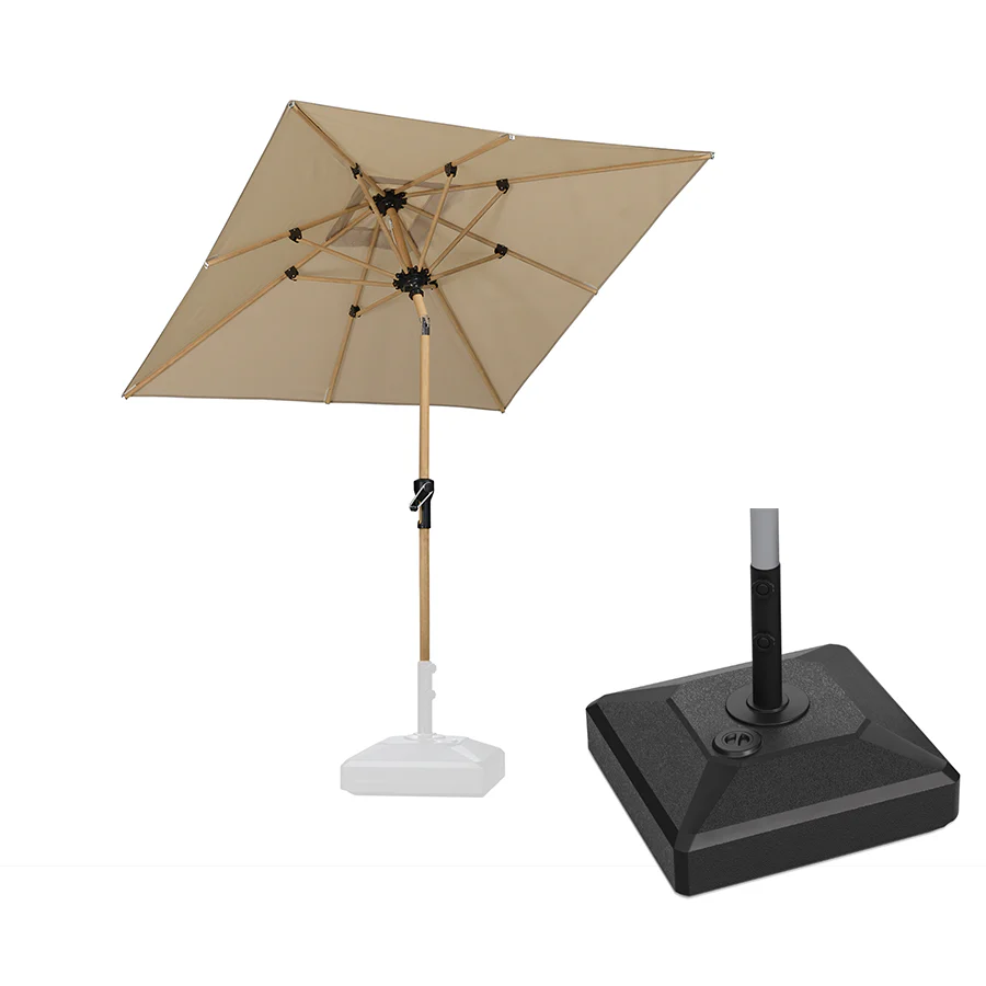 PURPLE LEAF Wood Pattern Tilting Patio Table Umbrella with Base, Outdoor Market Umbrella - Image 61
