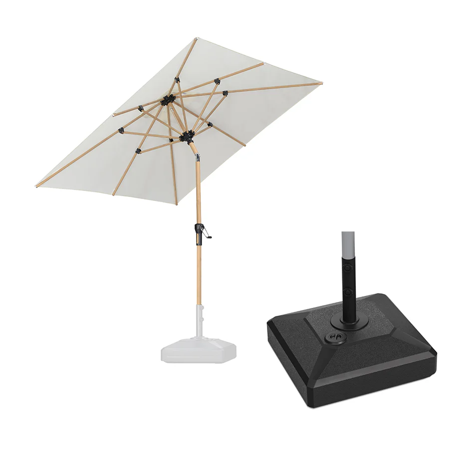 PURPLE LEAF Wood Pattern Tilting Patio Table Umbrella with Base, Outdoor Market Umbrella - Image 62