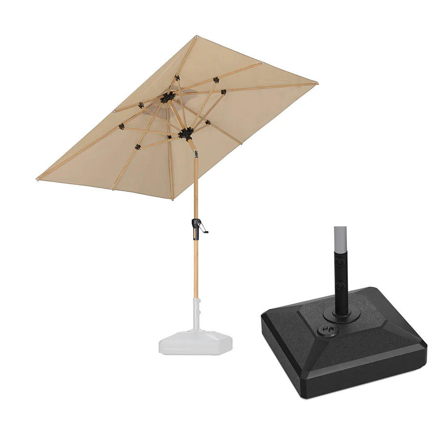 PURPLE LEAF Wood Pattern Tilting Patio Table Umbrella with Base, Outdoor Market Umbrella - Image 64