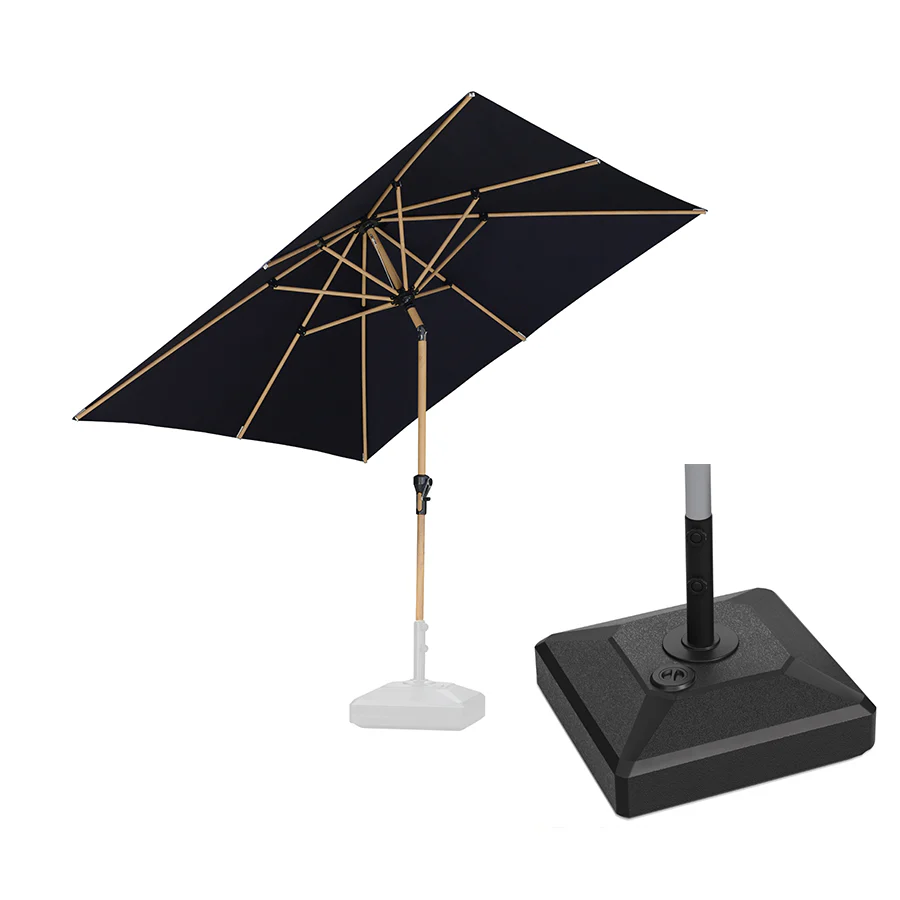 PURPLE LEAF Wood Pattern Tilting Patio Table Umbrella with Base, Outdoor Market Umbrella - Image 66