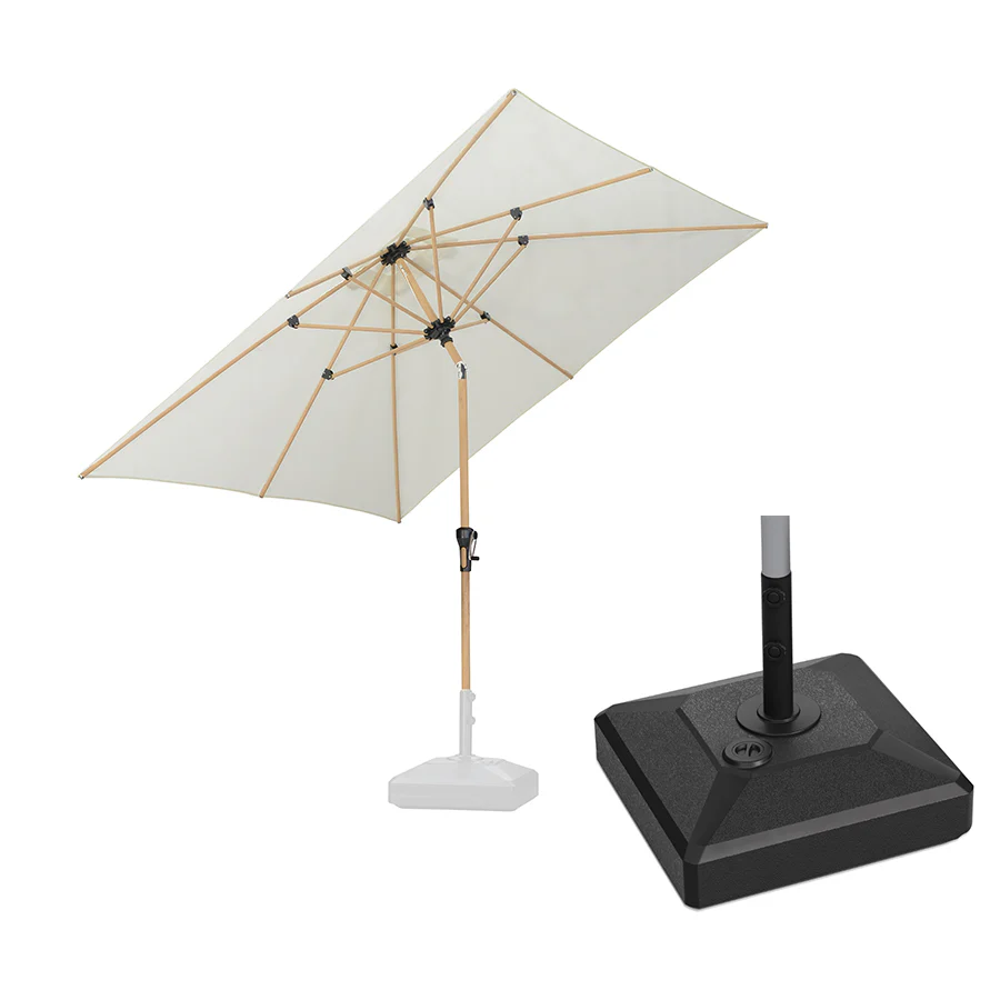 PURPLE LEAF Wood Pattern Tilting Patio Table Umbrella with Base, Outdoor Market Umbrella - Image 67