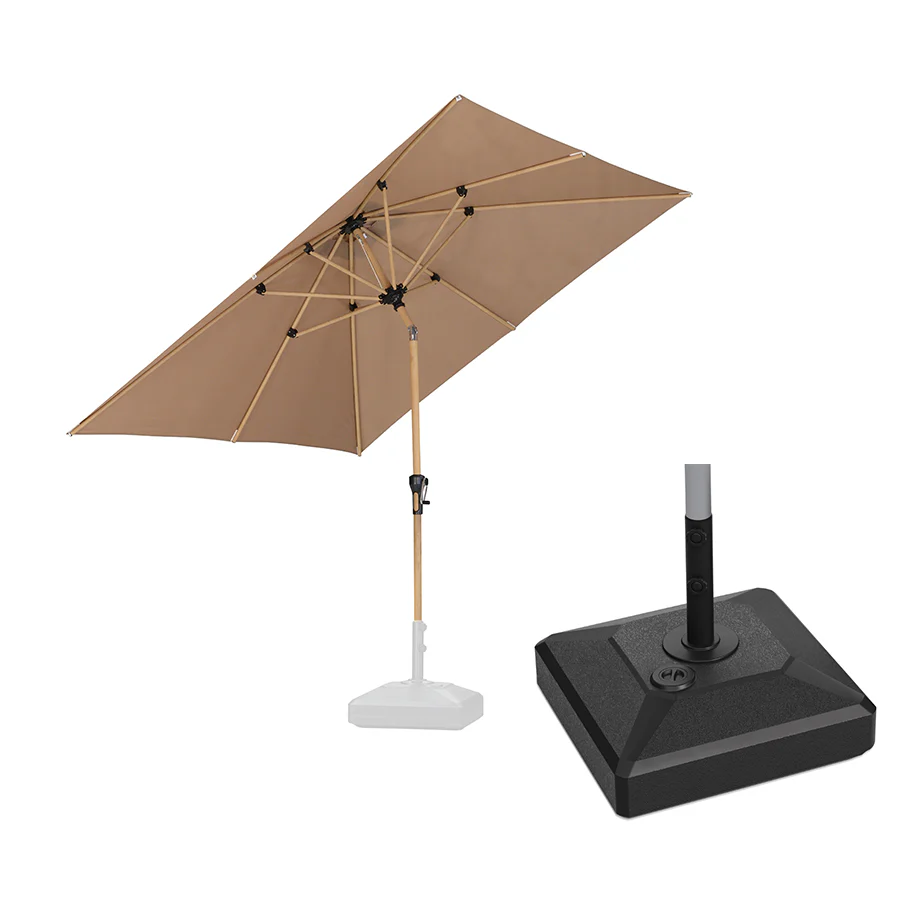 PURPLE LEAF Wood Pattern Tilting Patio Table Umbrella with Base, Outdoor Market Umbrella - Image 68