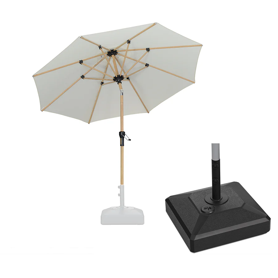 PURPLE LEAF Wood Pattern Tilting Patio Table Umbrella with Base, Outdoor Market Umbrella - Image 74