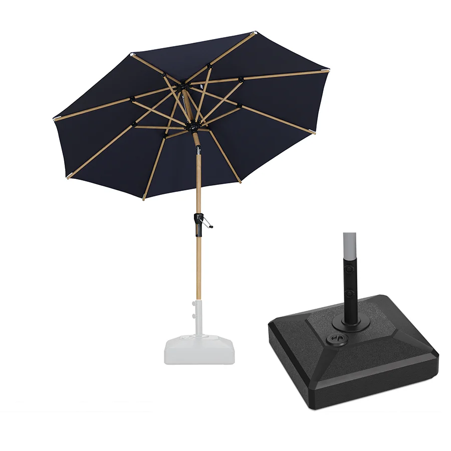 PURPLE LEAF Wood Pattern Tilting Patio Table Umbrella with Base, Outdoor Market Umbrella - Image 76