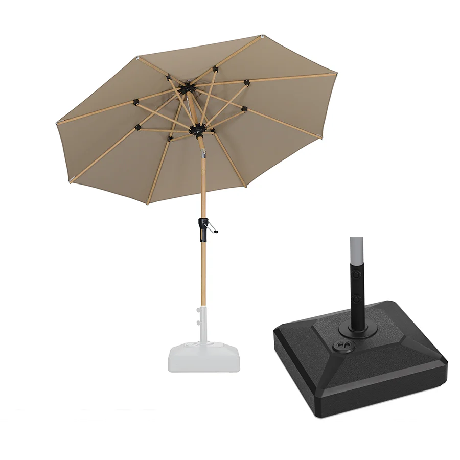 PURPLE LEAF Wood Pattern Tilting Patio Table Umbrella with Base, Outdoor Market Umbrella - Image 77