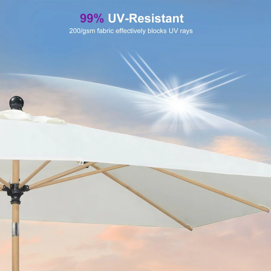 PURPLE LEAF Wood Pattern Tilting Patio Table Umbrella with Base, Outdoor Market Umbrella - Image 87