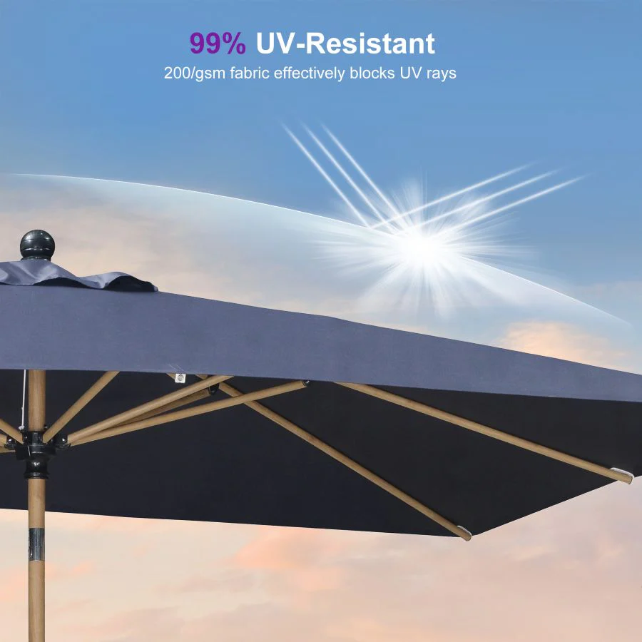 PURPLE LEAF Wood Pattern Tilting Patio Table Umbrella with Base, Outdoor Market Umbrella - Image 88