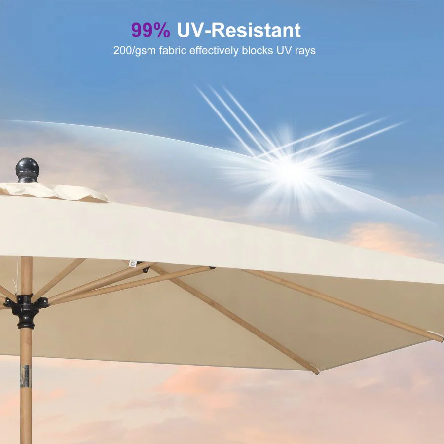 PURPLE LEAF Wood Pattern Tilting Patio Table Umbrella with Base, Outdoor Market Umbrella - Image 89