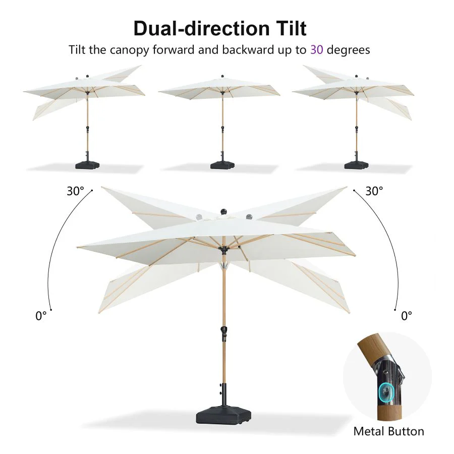 PURPLE LEAF Wood Pattern Tilting Patio Table Umbrella with Base, Outdoor Market Umbrella - Image 90