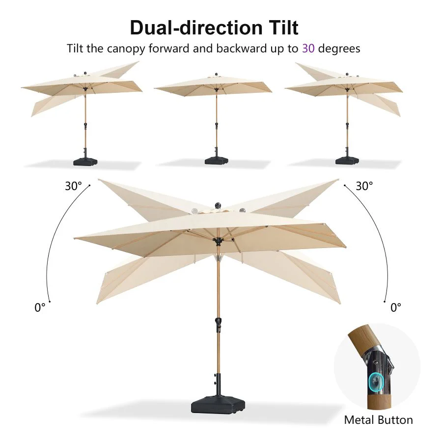 PURPLE LEAF Wood Pattern Tilting Patio Table Umbrella with Base, Outdoor Market Umbrella - Image 91