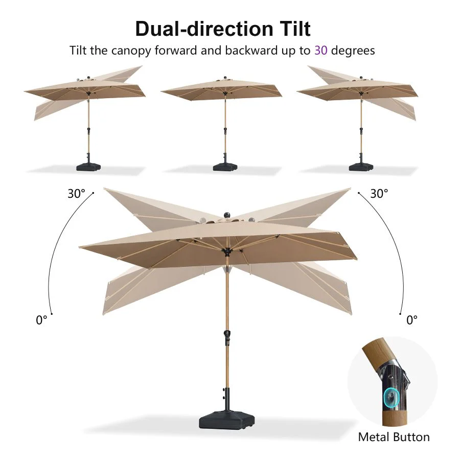 PURPLE LEAF Wood Pattern Tilting Patio Table Umbrella with Base, Outdoor Market Umbrella - Image 92
