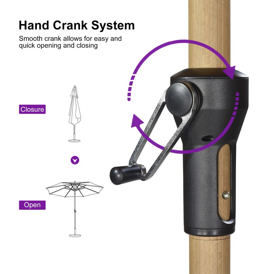 PURPLE LEAF Wood Pattern Tilting Patio Table Umbrella with Base, Outdoor Market Umbrella - Image 96