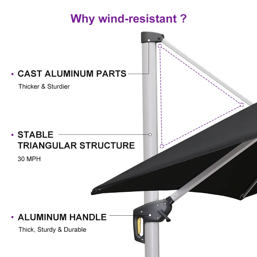 PURPLE LEAF Large Rectangular Porch Umbrella Outside Cantilever Patio Yard Umbrella - Image 168