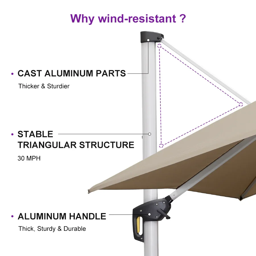 PURPLE LEAF Large Rectangular Porch Umbrella Outside Cantilever Patio Yard Umbrella - Image 171