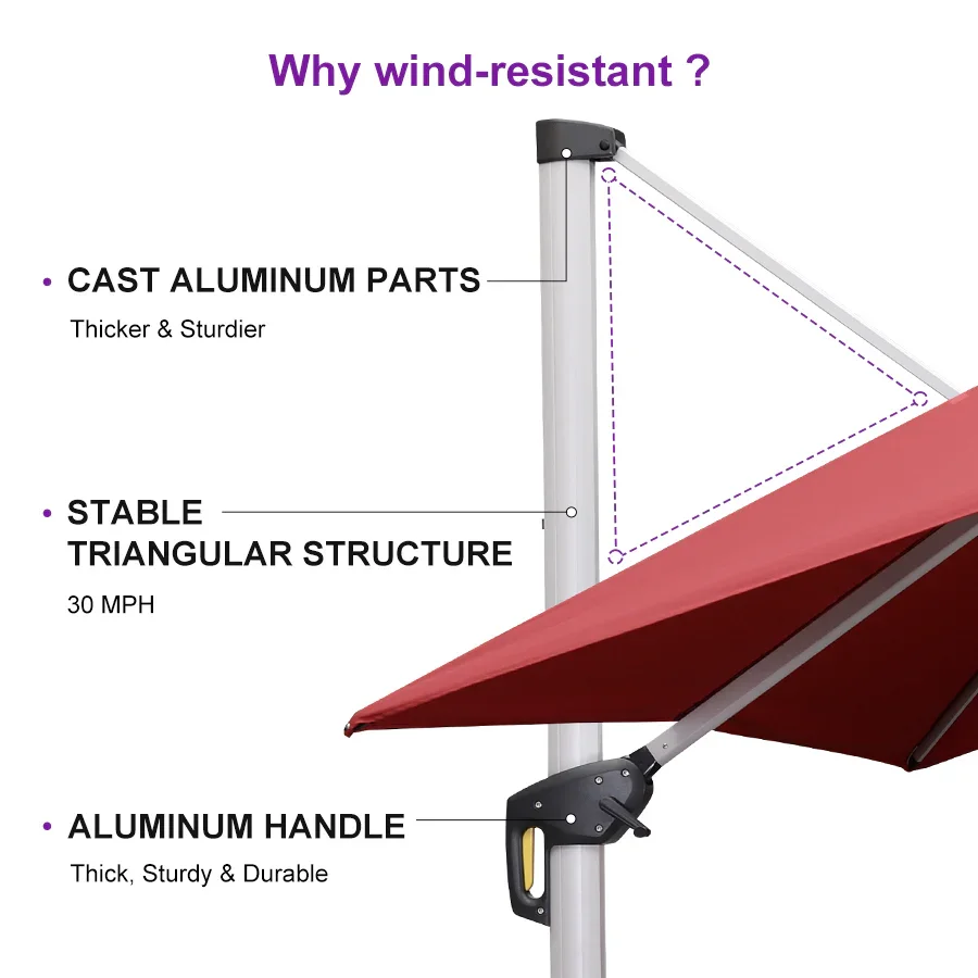 PURPLE LEAF Large Rectangular Porch Umbrella Outside Cantilever Patio Yard Umbrella - Image 172