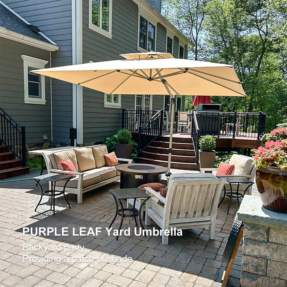 PURPLE LEAF Large Rectangular Porch Umbrella Outside Cantilever Patio Yard Umbrella - Image 184