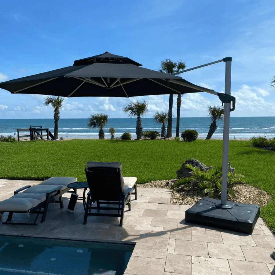 PURPLE LEAF Round Cantilever Patio Umbrella Heavy Duty Umbrella for Porch Garden Pool - Image 181