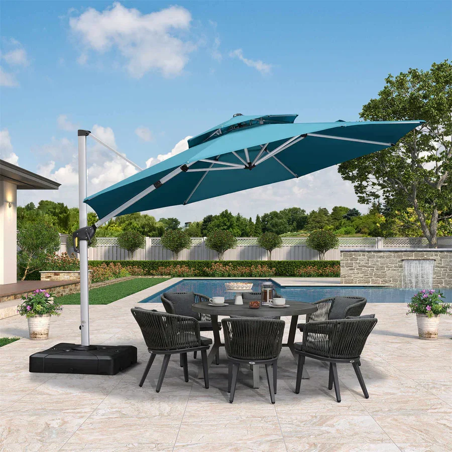 PURPLE LEAF Round Cantilever Patio Umbrella Heavy Duty Umbrella for Porch Garden Pool - Image 219