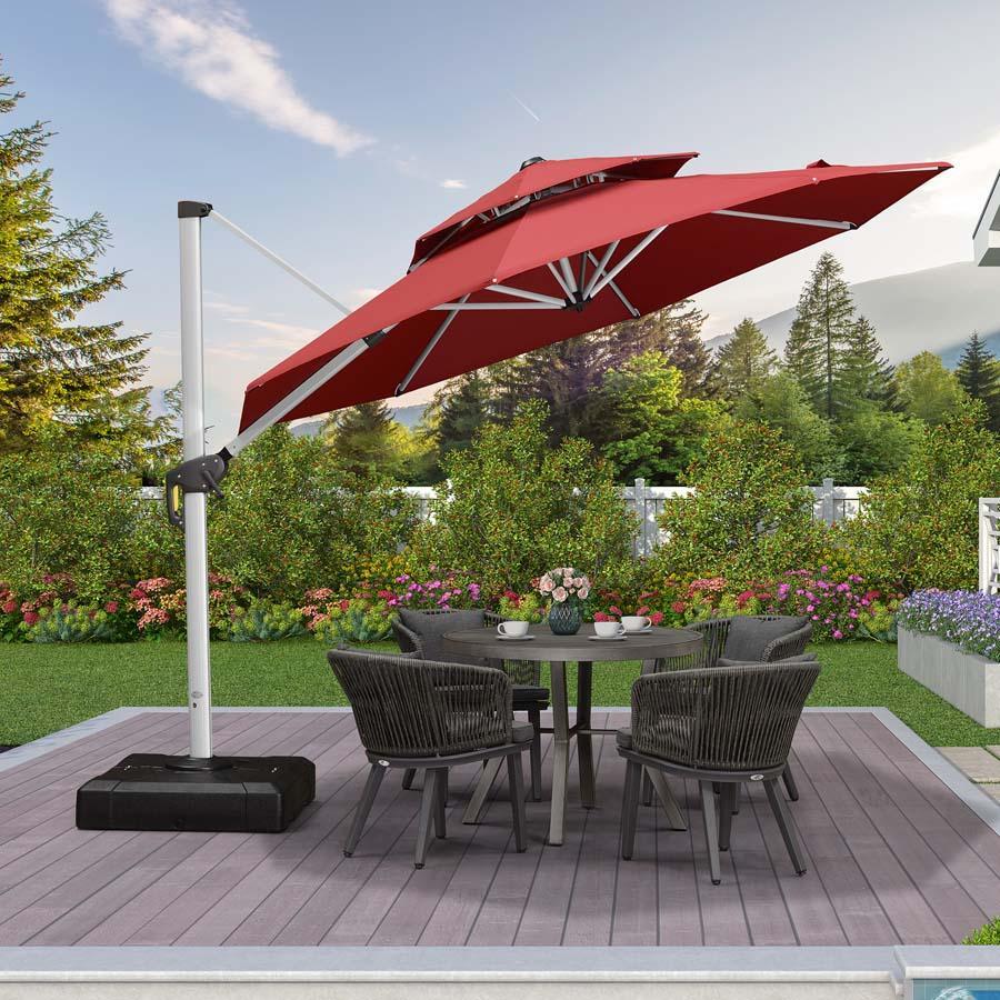 PURPLE LEAF Round Cantilever Patio Umbrella Heavy Duty Umbrella for Porch Garden Pool - Image 227