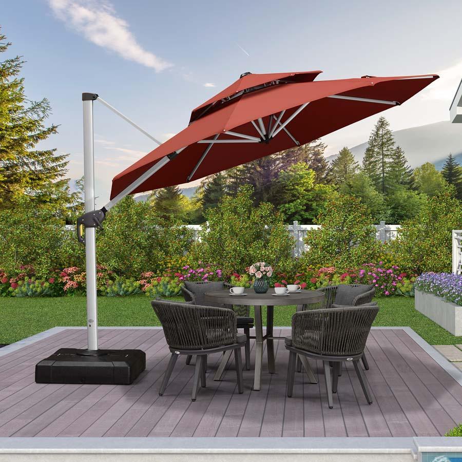 PURPLE LEAF Round Cantilever Patio Umbrella Heavy Duty Umbrella for Porch Garden Pool - Image 228