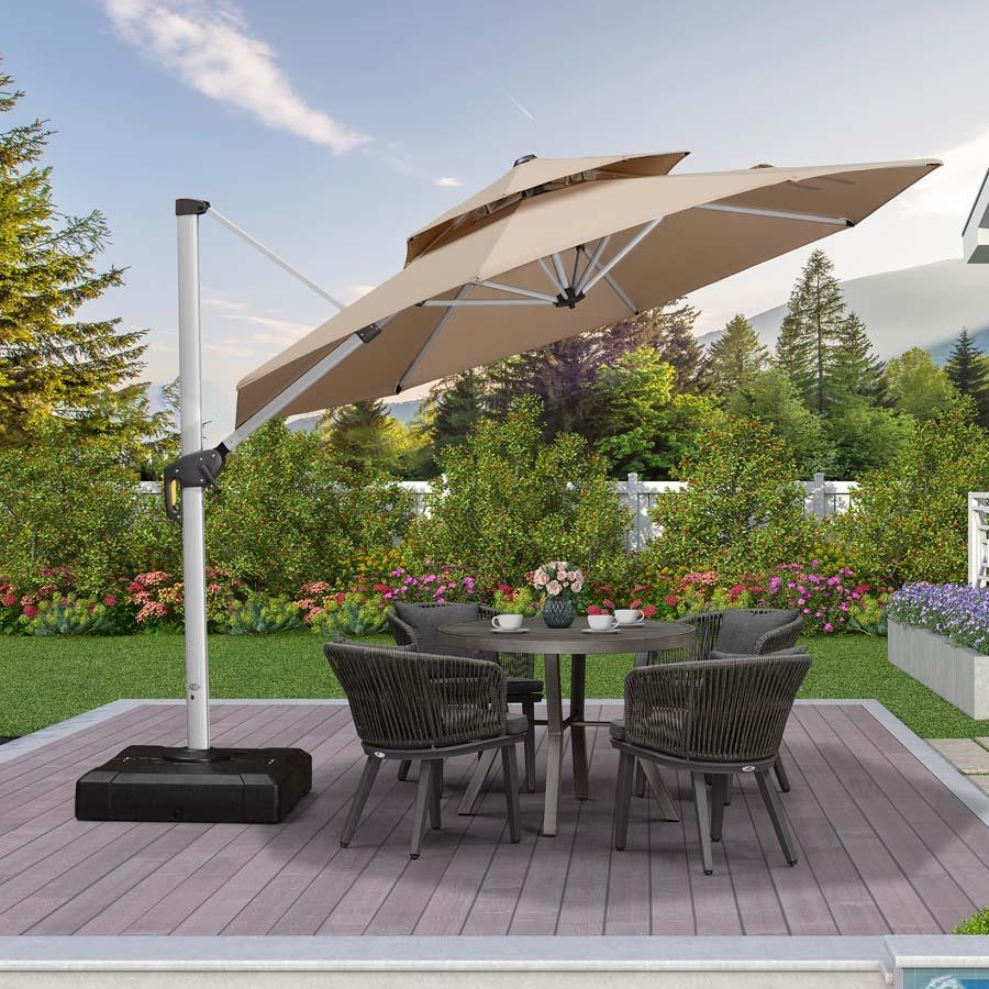 PURPLE LEAF Round Cantilever Patio Umbrella Heavy Duty Umbrella for Porch Garden Pool - Image 4