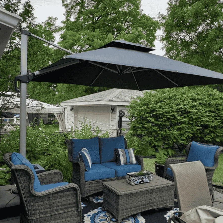 PURPLE LEAF Outdoor Windproof Umbrella, Square Cantilever Umbrella Outside Patio - Image 173