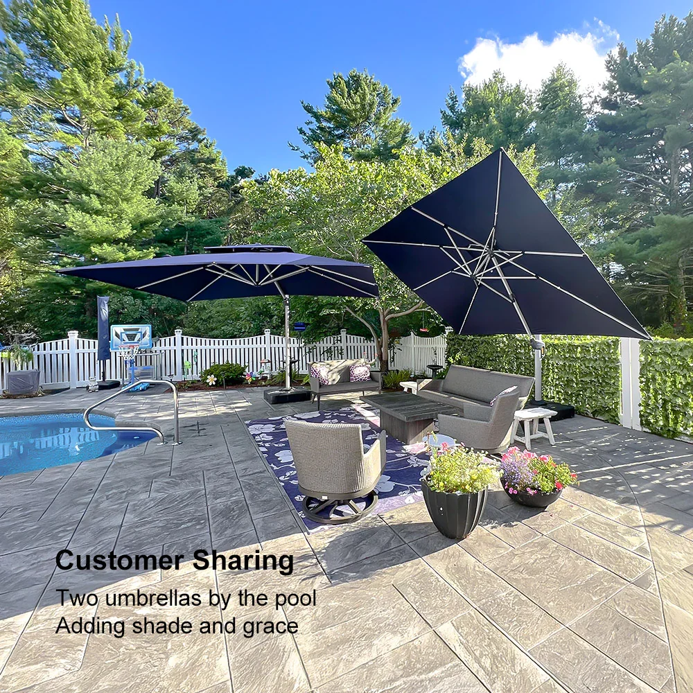 PURPLE LEAF Outdoor Windproof Umbrella, Square Cantilever Umbrella Outside Patio - Image 210