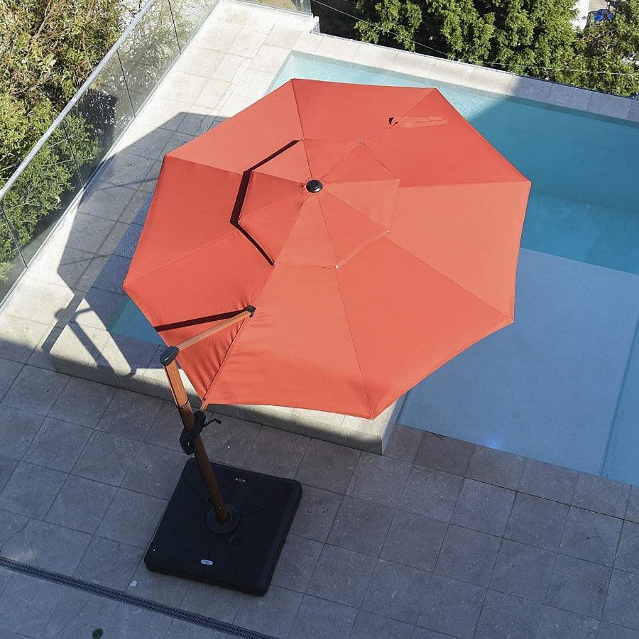 PURPLE LEAF Double Top 10 / 11 / 12 / 13 ft Round Aluminum Patio Umbrella in Wood Color - Image 10