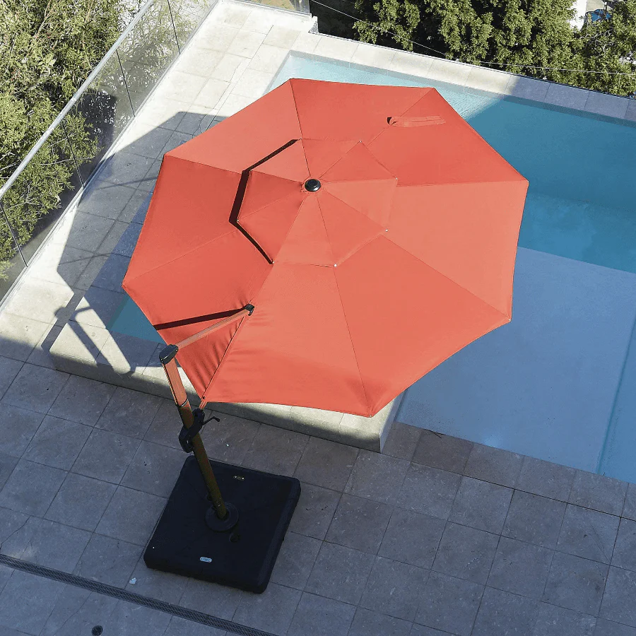 PURPLE LEAF Double Top 10 / 11 / 12 / 13 ft Round Aluminum Patio Umbrella in Wood Color - Image 11