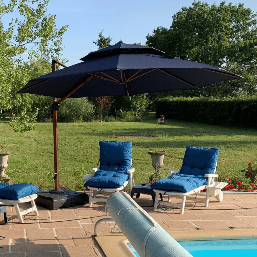 PURPLE LEAF Double Top 10 / 11 / 12 / 13 ft Round Aluminum Patio Umbrella in Wood Color - Image 145