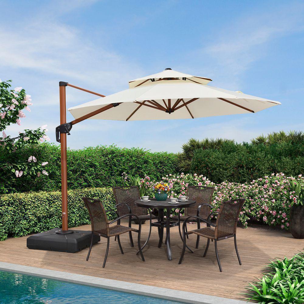 PURPLE LEAF Double Top 10 / 11 / 12 / 13 ft Round Aluminum Patio Umbrella in Wood Color - Image 30