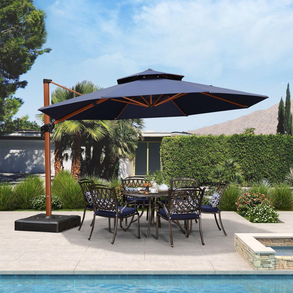 PURPLE LEAF Double Top 10 / 11 / 12 / 13 ft Round Aluminum Patio Umbrella in Wood Color - Image 63